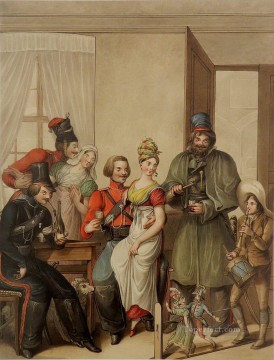 ゲオルグ・エマヌエル・オピス Painting - パリのコサック 1814 年 ゲオルグ・エマヌエル・オピスの風刺画